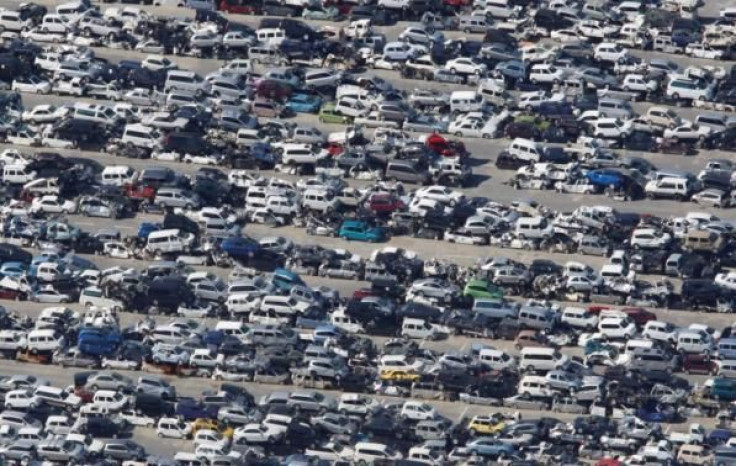 Cars crushed by earthquake and tsunami in 2011