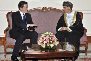 British Prime Minister David Cameron (L) talks with Omani Deputy Prime Minister for the Council of Ministers Sayyid Fahd bin Mahmoud al-Said during their meeting in Muscat February 23, 2011.