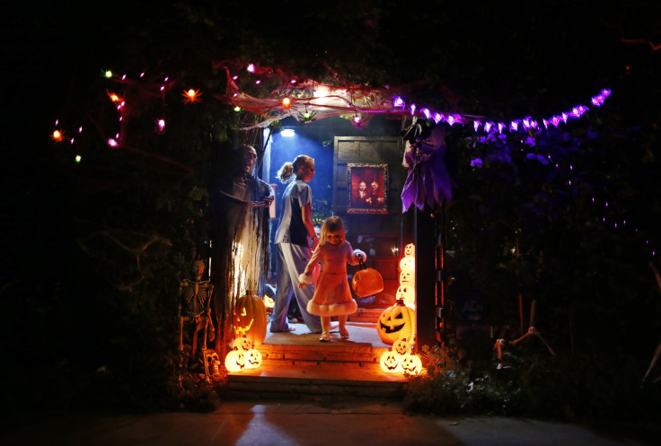 Children go trick-or-treating, California