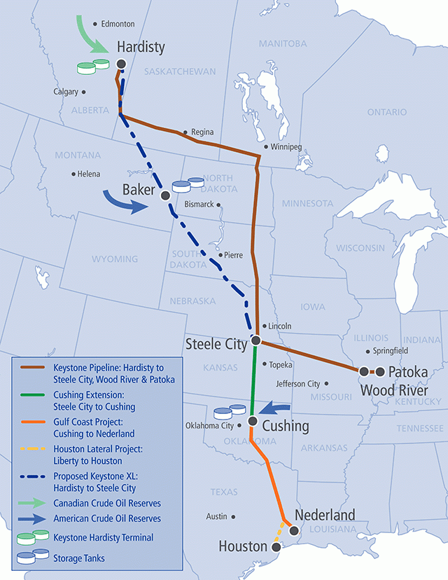 Keystone XL Pipeline Map