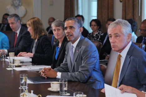 Arne Duncan with Obama at Cabinet meeting