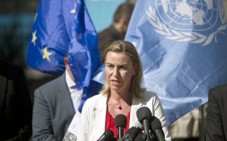 federica-mogherini-addresses-reporters-gaza-today-mahmud-hams-afp