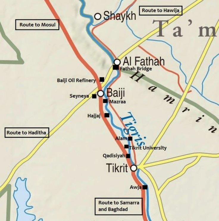Map of Baiji city in Iraq