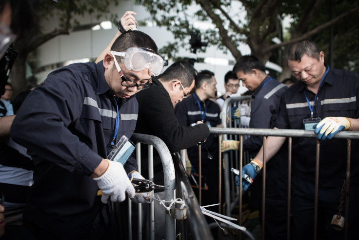 Hong Kong police clear protest site