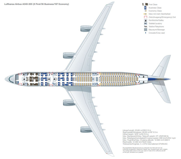 LH A340 seat map