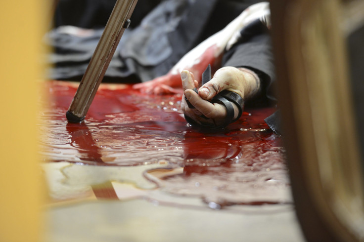 A Picture allegedly showing the bloody scenes inside the Jerusalem synagogue 