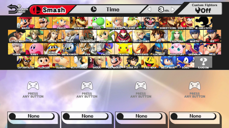 Smash Wii U character select