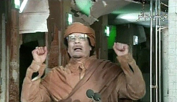Libya's leader Muammar Gaddafi speaks on national television from Tripoli in this February 22, 2011 still image taken from video footage. 
