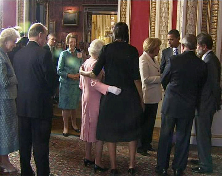 Michelle Obama Queen Elizabeth Hug