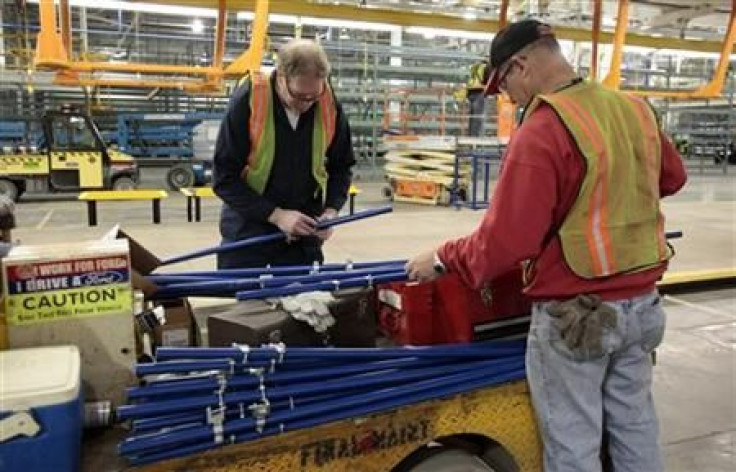 Ford Motor Co millwrights Larkin and Elstone assemble creforms at the retooled Michigan Assembly Plant in Wayne