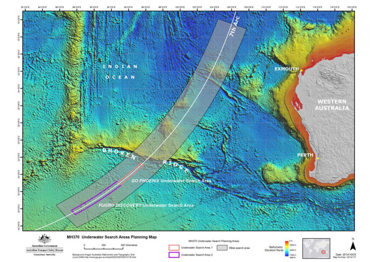 MH370 underwater search map