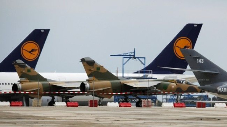 Two Libyan Air Force Mirage F1 fighter jets are seen on the apron at Malta International Airport outside Valletta, February 26, 2011. 