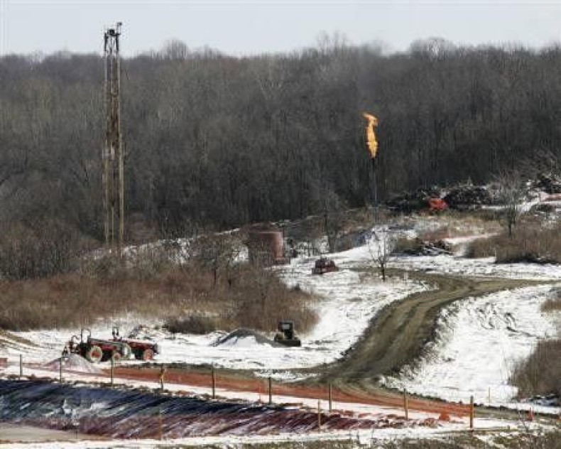 A gas drilling site on the Marcellus Shale is seen in Hickory, Pennsylvania.