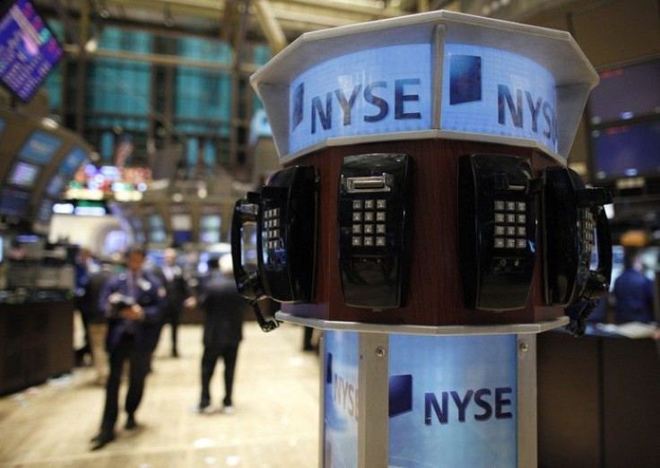 Broken phones are seen on the floor of the New York Stock Exchange