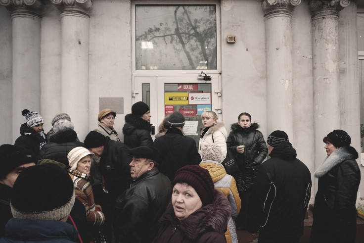 A bank in Mariupol, Ukraine