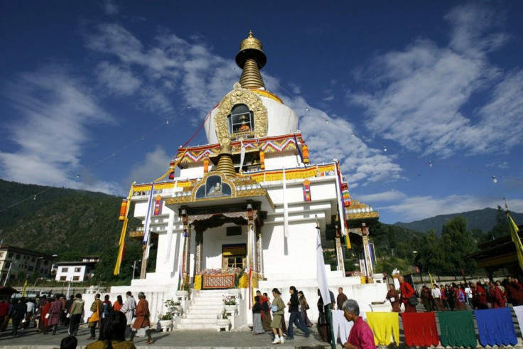 People visit the 'Dodrul Chorten' stupa in Thimphu, Bhutan
