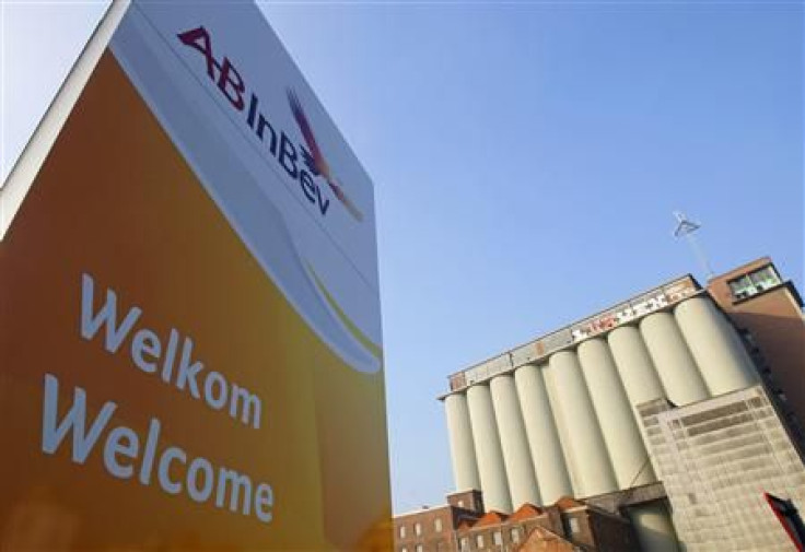 The logo of Anheuser-Busch InBev, the world's largest brewer, is seen outside the company's headquarters in Leuven