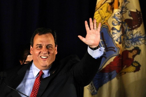 File photo of New Jersey Governor-elect Christie greeting supporters before delivering his victory speech in Parsippany