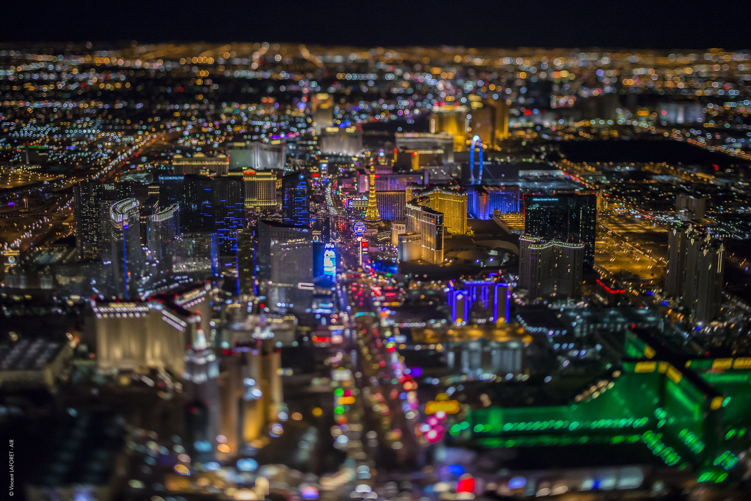 The Las Vegas Strip from the Air and at Night