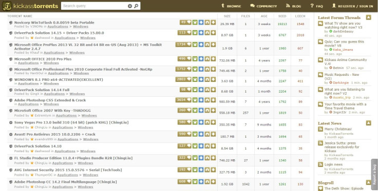 KickAss Torrents screenshot, applications