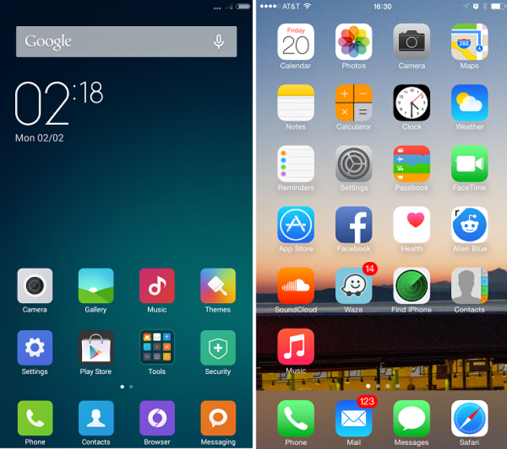 xiaomi home screen comparison