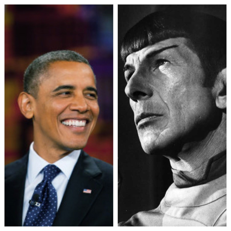 President Barack Obama and Leonard Nimoy as Mr. Spock