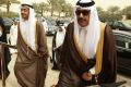 Qatar's Prime Minister Sheikh Hamad bin Jassim bin Jaber al-Thani and U.A.E. Foreign Minister Sheikh Abdullah bin Zayed al-Nahayan 