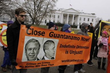 Protesters seeking the closure of the Guantanamo Bay detention facility demonstrate outside the White House in Washington, January 11, 2011.