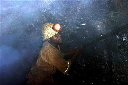 A miner on duty in Zambia