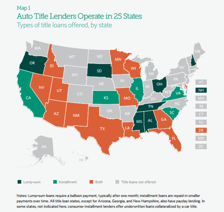 Auto title loan map