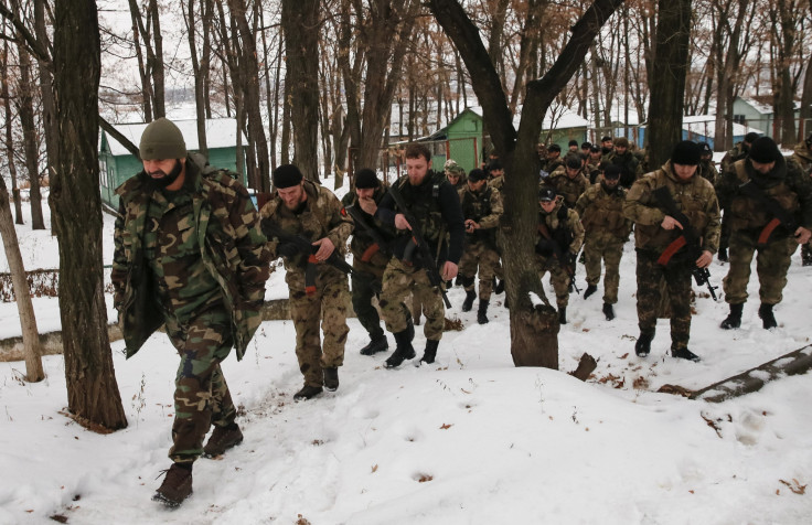 Pro-Russian soldiers from Chechnya during exercises