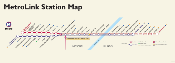 MetroLink Map, Central West End Stop, St. Louis