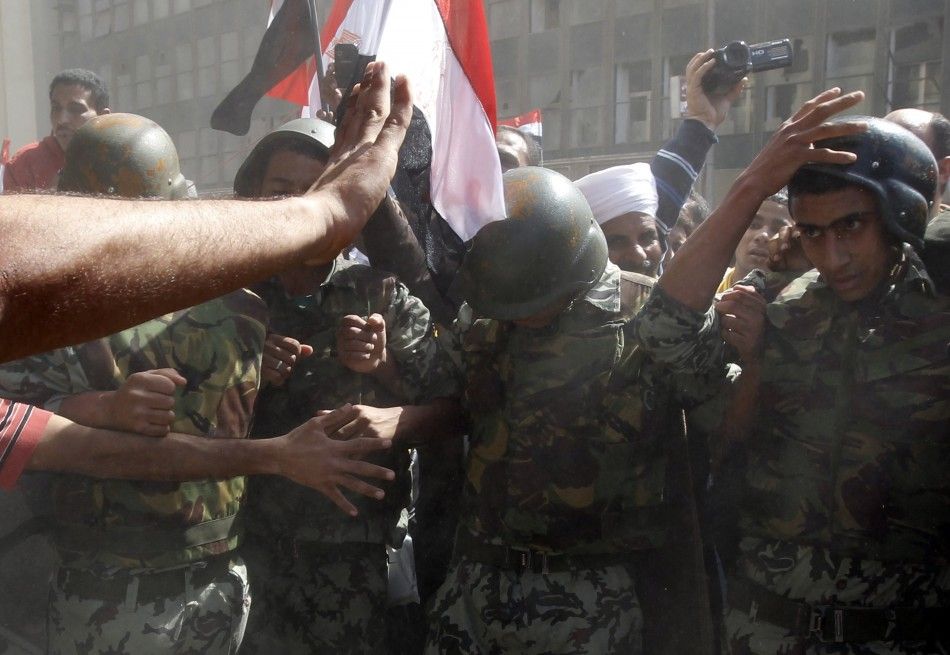 Egyptian police and army at Tahrir Square in Cairo
