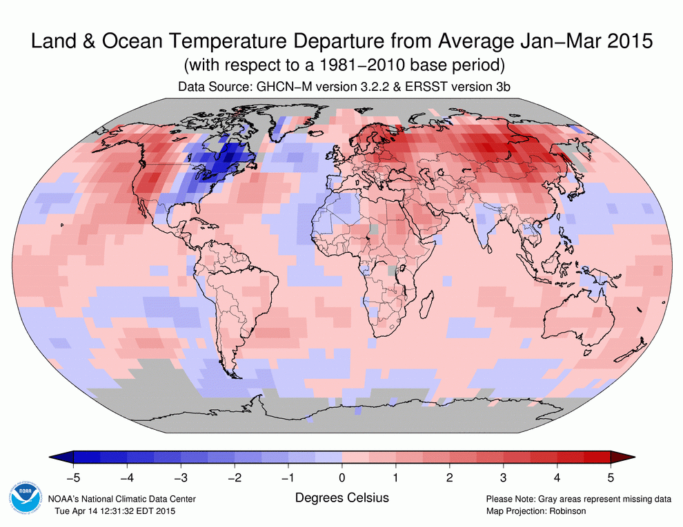 land and ocean temperatures