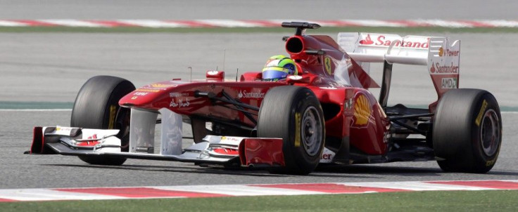 Ferrari F1 driver Felipe Massa of Brazil takes a curve during a training session at Catalunya's racetrack in Montmelo, near Barcelona.