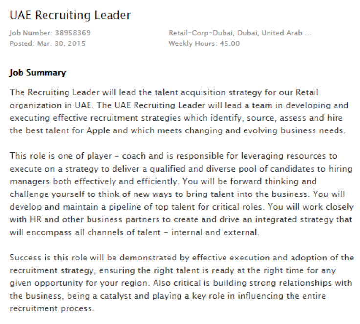 Apple UAE Recruiting Leaders
