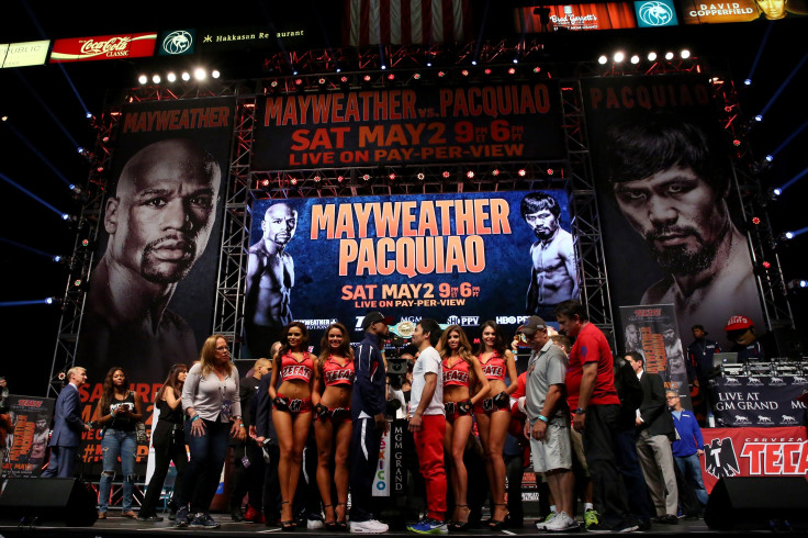 Mayweather Pacquiao faceoff wide