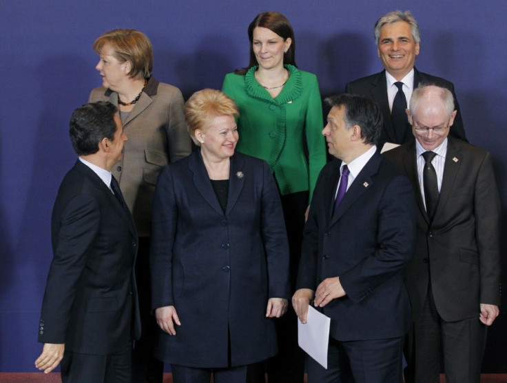 EU leaders take part in a family photo at an EU extraordinary leaders summit on Libya and North Africa, in Brussels