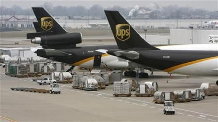 File image of United Parcel Service aircraft loaded with air containers full of packages bound for their final destination at the UPS Worldport All Points International Hub