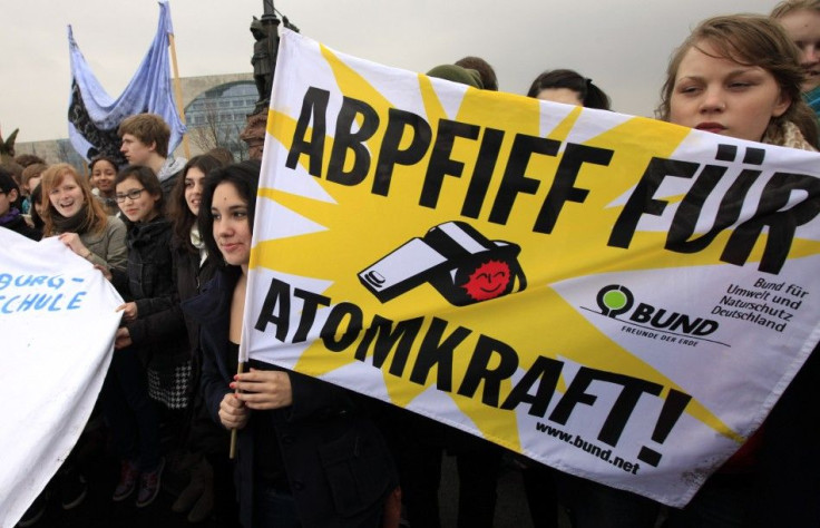 Students of Friedensburg high school protest against nuclear energy near the Chancellery in Berlin