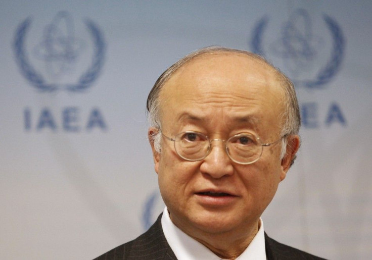 IAEA Director General Yukiya Amano briefs the media at the United Nations headquarters in Vienna