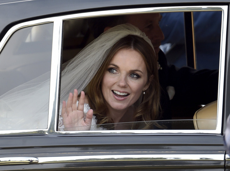 [8:46] British singer and former member of the band Spice Girls, Geri Halliwell, leaves with her husband, Christian Horner, Red Bull Formula One team principal, following their wedding at St. Mary's Church at Woburn