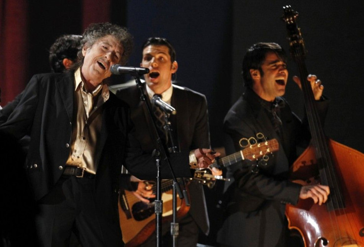 Bob Dylan performs &quot;Maggie's Farm&quot; at the 53rd annual Grammy Awards in Los Angeles