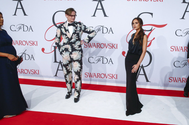 [8:34] Designer Victoria Beckham arrives with Hamish Bowles for the 2015 CFDA Fashion Awards in New York 