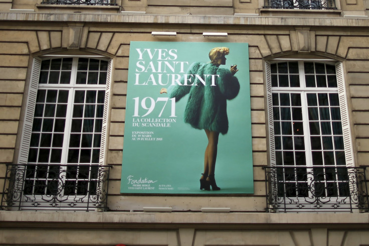 [10:56] The poster of the exhibition "Yves Saint Laurent 1971, The Scandal Collection" is seen at the Fondation Pierre Berge-Yves Saint Laurent in Paris 