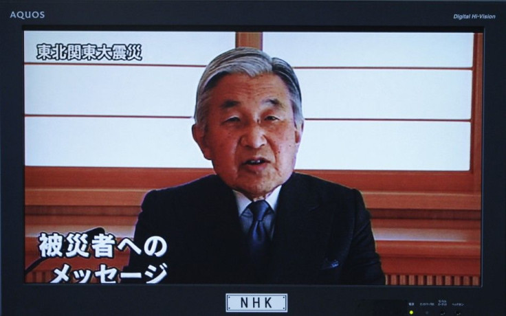 Japan's Emperor Akihito speaks during a televised address to the nation in Tokyo