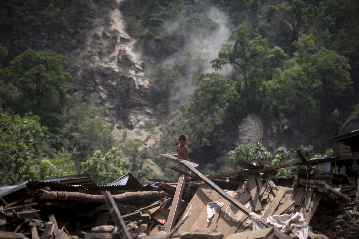 Nepal landslide after quake