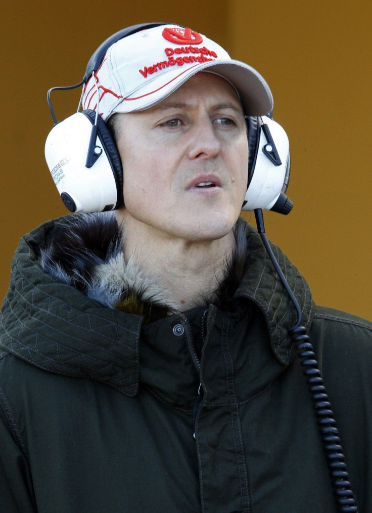 Mercedes Formula One driver Schumacher is seen before test session in Cheste.