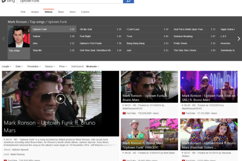 Bing video search