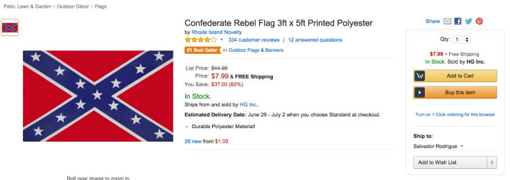 Amazon confederate flag